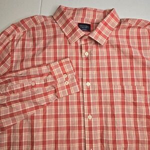 UNTUCKIT Monterosso Men's 3XL Red White Plaid Long Sleeve Shirt -741